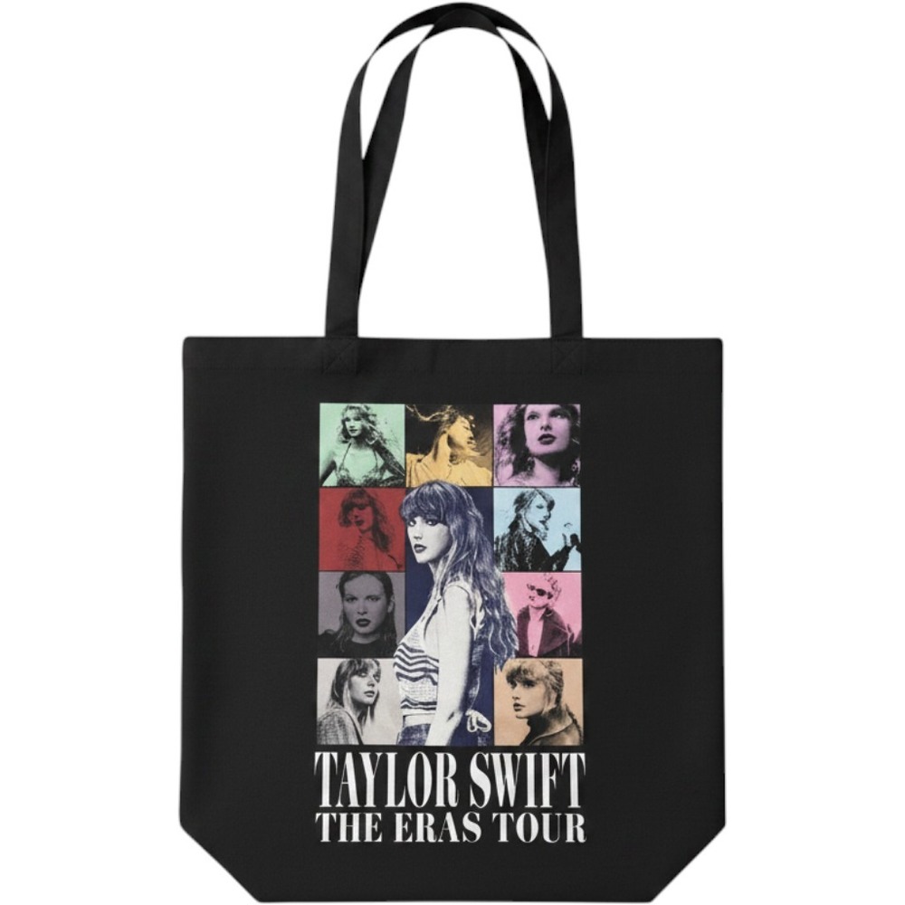 Taylor Swift The Eras Tour Black Canvas Tote Bag Official Concert Merch